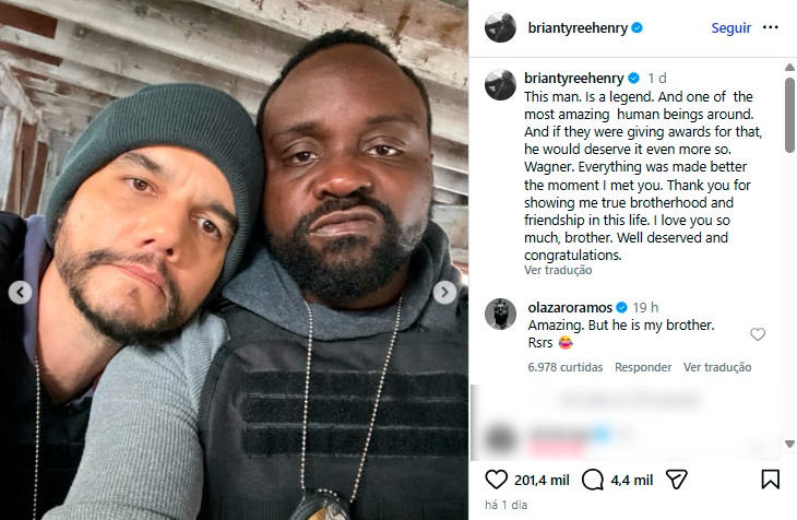 Lázaro Ramos brinca em homenagem de Brian Tyree Henry a Wagner Moura: ‘Maravilhoso, mas é meu irmão’