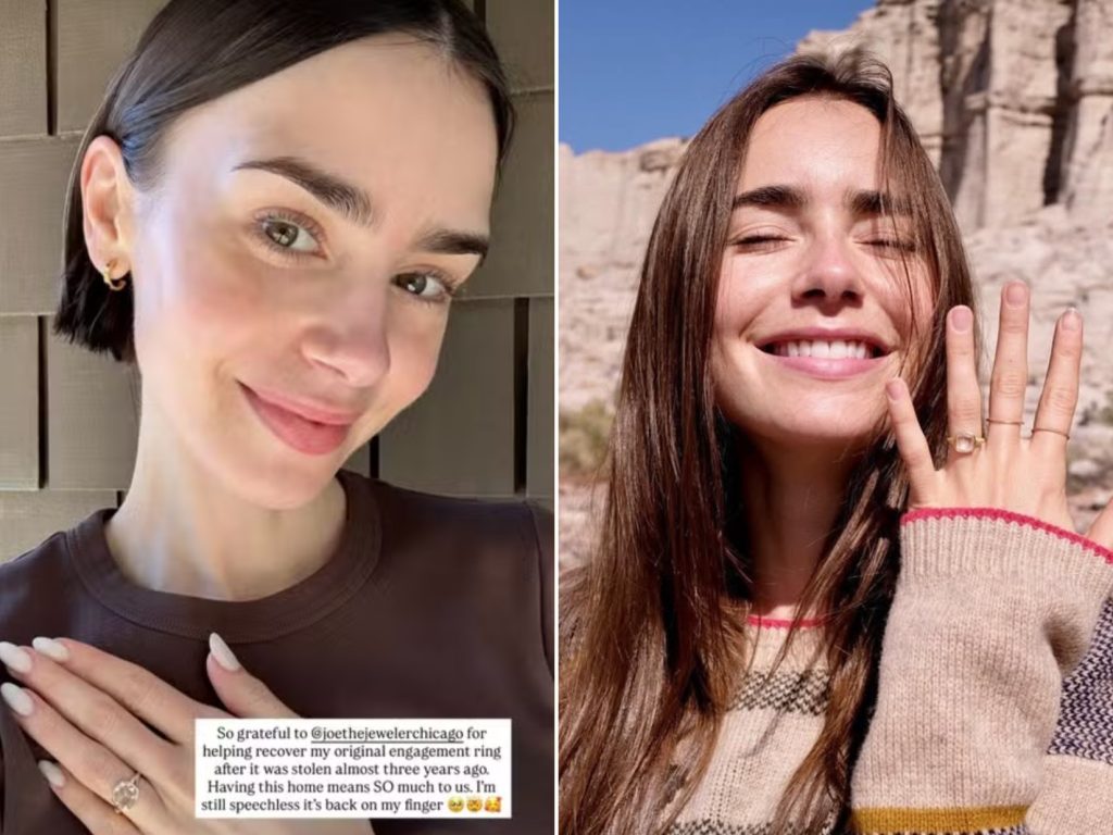 Atriz de ‘Emily in Paris’ recupera anel de noivado roubado há três anos após anúncio de joalheria