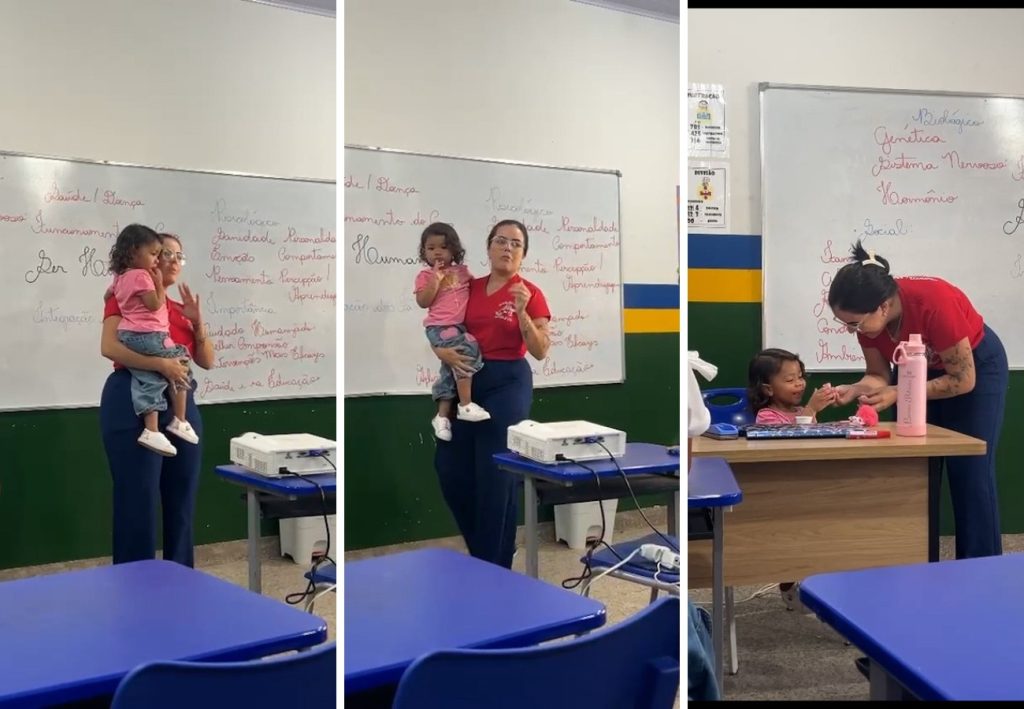 Enfermeira e sexóloga: conheça professora que se desdobrou nas aulas para cuidar da filha da aluna